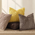 decorUhome Faux Fur Plush Soft Brown Throw Pillow Covers 24x24 Set of 2 - Image 5