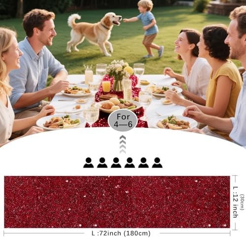 10 Packs 12 x 72 inches Burgundy Sequin Table Runner - Image 4