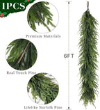 Artificial Christmas Norfolk Pine Garland for Mantle Decor (6 FT,1 PCS) - Image 5