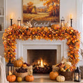 6 ft Fall Garland for Mantle Autumn Pumpkin Leaves by FineCheer