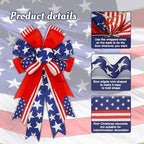 2 Pack Large 4th of July Bow for Wreath 20"x11", Patriotic Wired Ribbon Bow - Image 2