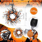 12 PCS Mini Halloween Wreaths for Kitchen Cabinets Pumpkin Door Wreaths - Image 3