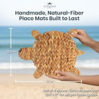 Woven Turtle Placemats Set of 4 (12.6"x17") – Water Hyacinth Placemats Indoor – Farmhouse Placemat for Dining Table – Boho Place mats – Wicker Rattan Place mats - Image 4