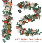 6FT Lighted Handcrafted Fall Garland, 30 LED Lights & 8-Mode Auto Timer - Image 7