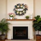 22 Inch Spring Wreath Blessed Magnolia Wreath with Buffalo Check and Burlap Ribbon - Farmhouse Front Door Wreaths Decor for All Seasons - Rustic Home Wall Porch Decor - Image 6