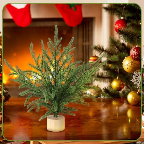 Soulchen 6 Pcs Norfolk Pine Christmas Tree, 12" Artificial Tree with Base - Image 3