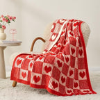 Snuggle Sac Red Heart Checkered Blanket for Women,Valentines Day Heart Blankets for Her Wife Girlfriend Mom,Super Soft Warm Fluffy Faux Fur Blanket for Couch Sofa Bed,Red Heart,50x60 inches by SnuggleSac