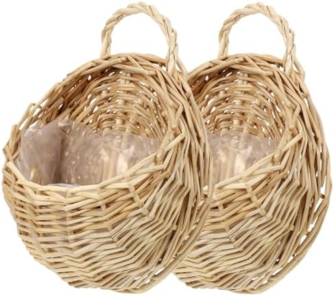 2Pcs Woven Hanging Basket Decorative Wall Hanging Flower Baskets Handwoven Plant Holder with Handle for Home and Garden Plant Display and Storage Stylish Plant Baskets by ULDIGI