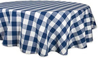 DII Navy Blue Tablecloth, 70 Inch Round, Navy & Cream Buffalo Check Plaid by DII