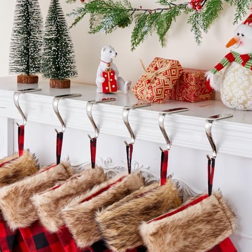 Christmas Stocking Holders for Mantle Set of 6, Metal Fireplace Stocking Hangers, Anti-rust Non-slip Non-tarnish Mantel Hooks Grips Set for Garland, Windowsill, Party, Christmas Decorations, Silver - Image 2