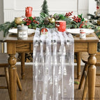 Artoid Mode 6PCS White Silver Christmas Tree Gauze Table Runner 120 Inch 10FT, Glitter Metallic Foil Seasonal Sheer Dining Holiday Table Decor for Home Party - Image 3