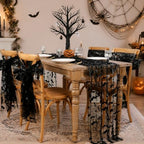 Halloween Table Runners Lace Black Bat Linen Drape Scary Theme Spooky Decor - Image 2