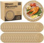 Elcoho 40 Pieces Round Woven Placemats 12 Inch Boho Rattan Placemats Farmhouse Braided Place Mats Woven Plate Chargers Rustic Wicker Table Mats for Dining Table by Elcoho