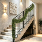 2 Pcs 9Ft Christmas Cedar Garland with Lights Christmas Decorations, Real Touch Soft Lush Green Pine Cedar Garland for Mantel Front Door Porch Fireplace Stairs Table Outdoor Indoor Holiday Home Decor - Image 2