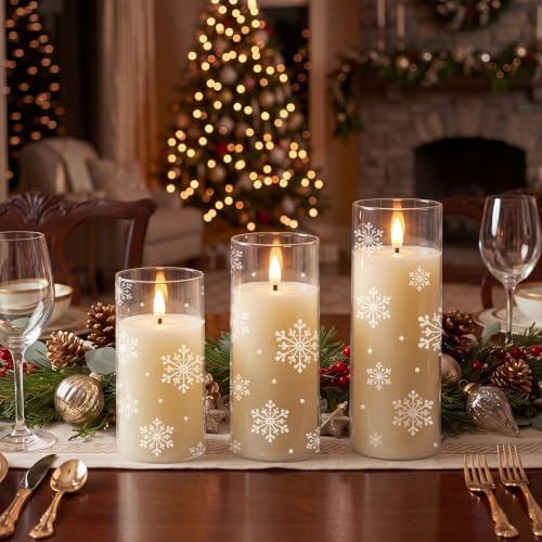Blosssound 3 Pcs Christmas Snowflake Flameless Candles Battery Operated - Image 3