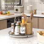 AMH 16-Inch Whitewashed Farmhouse Oak Lazy Susan Organizer - Image 2