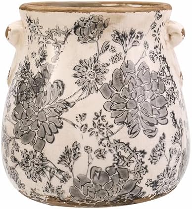Grey Ceramic Vintage Flower Vase, Decorative Pot, 6.7 in by Unknown