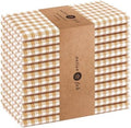 Native Fab Gingham Mini Check Cloth Napkins, Set of 12, 16x16 inches, 100% Cotton, Set of 12, Washable Soft Breathable Absorbent, Beige White by NativeFab