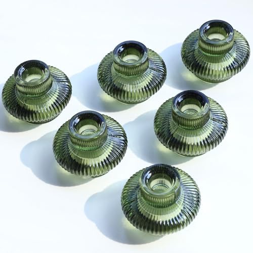 VOHO 12pcs Green Candlestick Holders for Spring and Christmas Decorations by VOHO