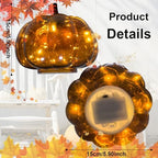 Glass Blowing Pumpkin with Light for Decorating,Battery Operated Light Up Pumpkin for Fall Harvest,Halloween,Thanksgiving for Table Centerpieces Indoors Home Decor - Image 2