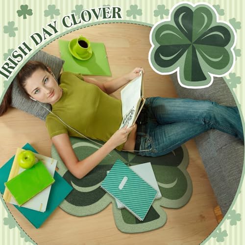 Nuanchu St. Patrick's Day Door Mat Outdoor Decor 28 x 28 Inch Large Shamrock Front Porch Rug Shamrock Welcome Door Mat St Patricks Day Rug Non Slip Entrance Rugs for Home Indoor Outdoor Entryway Decor - Image 5