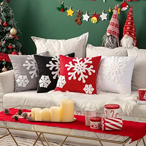 MIULEE Christmas Throw Pillow Covers Black Decorative Snowflake 20x20 - Image 4