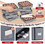 Keten Large Christmas Ornament Storage Boxes with Adjustable Dividers - Image 2