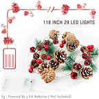 Christmas Decorations Indoor-10FT Enchanting Christmas Garland with 30 LED Lights Battery Operated-Realistic Red Berries & Pine Cones Decor for Tree,Fireplace Mantel,Indoor Holiday Home Decor - Image 3