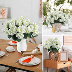 Hananona 12 Pcs Artificial Geranium Flowers for Outdoors Geranium White Silk Flowers Outdoor UV Resistant Garden Plants Faux Flowers for Home Kitchen Table Centerpieces Decor (12, White) - Image 7