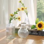 Glass Bud Vases Set of 12, Clear Small Vases for Flowers, Bulk Glass Vase for Centerpieces, Vintage Embossed Flower Vase for Wedding Table Decoration, Home, Cocktail Party - Image 5