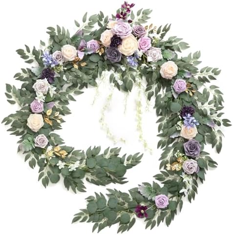 Ling's moment Purple Eucalyptus Flower Garland Wedding Arch 9 FT by LingsMoment