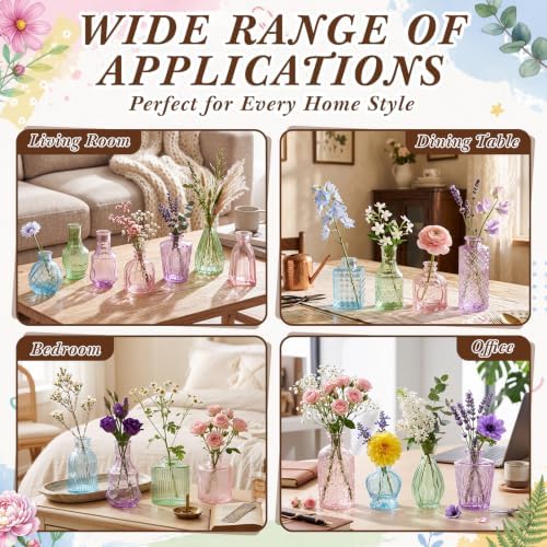 40 Pcs Colorful Glass Bud Vases for Wedding, Pastel Multicolor - Image 5