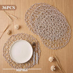 Threehoney Paper Braided Round Placemats, Set of 36, Sand, 13 in - Image 2