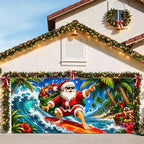 7x16FT Merry Chrismas Garage Door Banner Gingerbread Deer Snowman Santa Claus Beach Garage Door Cover Decoration for Chrismas Outdoor Decoration - Image 2