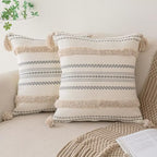 BUIOVBEY Boho Throw Pillow Covers Woven Tufted Pillow Cases with Tassels by BUIOVBEY