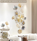 33" Modern Farmhouse Large Decorative Wall Clock, Ginkgo Metal Art - Image 4