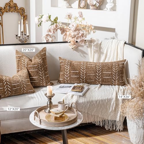 BlissBlush Boho Lumbar Throw Pillow Cover 14X36, Brown Decorative Long Accent Body Lumbar Pillow for Bed, Farmhouse Woven Textured Lumbar Pillowcase for Couch (Cover ONLY) - Image 5