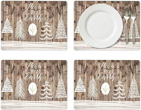 Pimpernel Wooden White Christmas Placemats - Set of 4 by Pimpernel