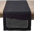 SARO LIFESTYLE Classic Hemstitch Table Runner - Elegant Everyday Table Runner with Textured Fabric and Hemstitched Border for Dining Tables and Formal Entertaining, 16"x120", Black by SaroLifestyle
