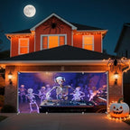 7x16ft Halloween Garage Door Cover for Double Garages Dancing Skeletons Musical Funny Hallows' Eve Party Decorations Halloween Garage Door Banner Backdrop for Photography - Image 5