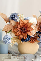 Ling's moment Artificial Wedding Fall Flowers Grand Combo, Orange & Navy - Image 3