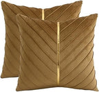 Velvet Throw Pillow Covers 24x24 inch Pack of 2 Gold Decor Brown by Tosleo