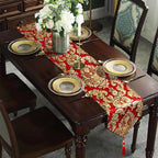 Elegant Table Runners 72 inches Long Chenille with Tassels Red Christmas - Image 3
