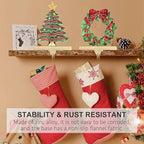 Christmas Stocking Holders for Mantel Set of 2 Anqitue Gold Christmas Tree Stocking Holders Wreath Stocking Holder Metal Stocking Hook Sturdy Stockings Hanger for Fireplace Decoration (Tree) - Image 5