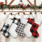 Buffalo Plaid Christmas Stockings Set 5, Large Traditional Red and Black Xmas Stockings, Unique Christmas Stocking for Mantel Fireplace Hanging Decor Holiday Christmas Decorations Indoor 20 inch - Image 2