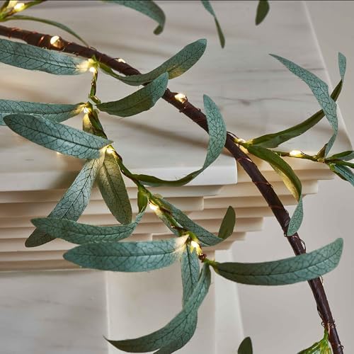 LITBLOOM Lighted Olive Garland Battery Operated with Timer 96 Fairy Lights 6FT, Artificial Greenery Twig Vine Lights for Christmas Spring Fireplace Mantle Decoration Indoor Outdoor - Image 2