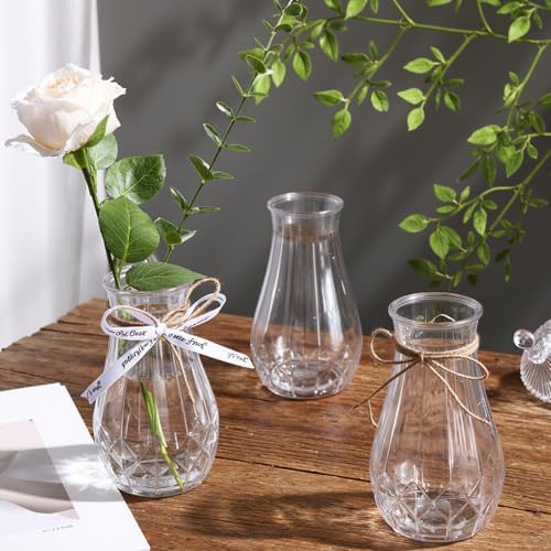 Bokon Small Plastic Bud Vases Bulk with Ribbon for Wedding, Clear, 48 Packs - Image 6