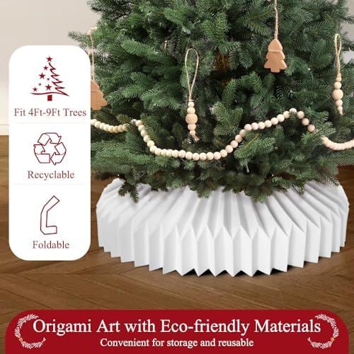 Honeycomb Christmas Tree Collar White Foldable Paper Base Cover Decoration - Image 4