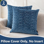 FIFU 22x22 Inch Throw Pillow Covers Set of 2, Jacquard Velvet, Oxford Blue - Image 2