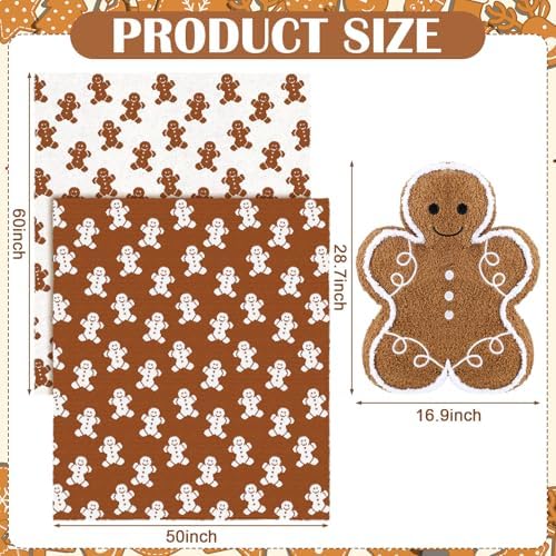 FuWeave Christmas Gingerbread Man Throw Blankets Pillow Set Include Double Sided Flannel Blanket 50 x 60 Inch and Gingerbread Man Plush Throw Pillows Cushion for Home Family Couch Sofa Bed Decorations - Image 3
